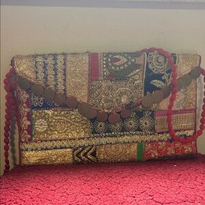 Elegant Multicolor Embroidered Clutch